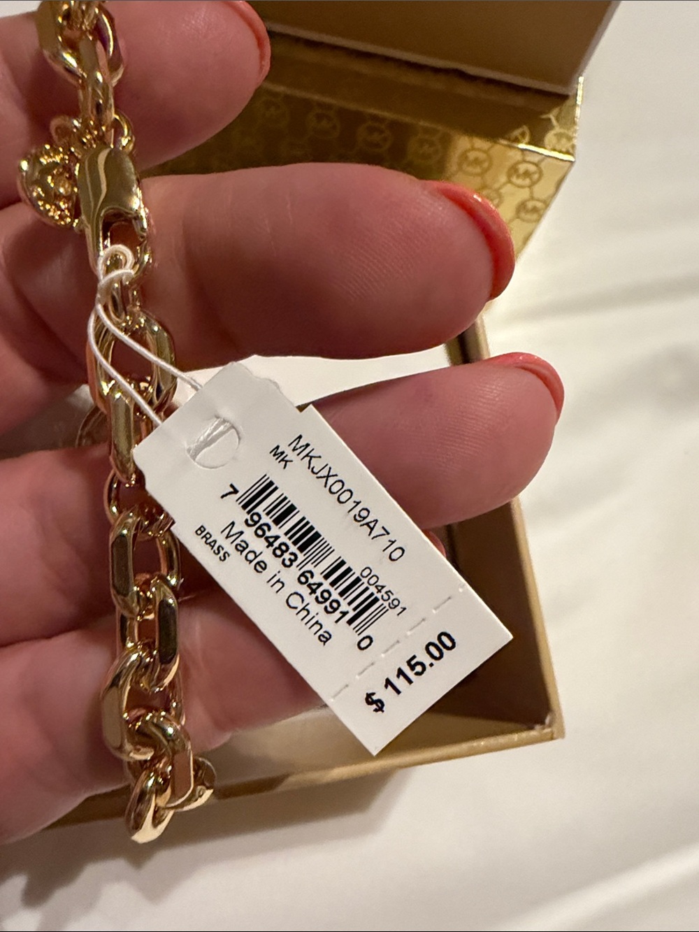 Michael Kors Gold Chain Link Bracelet with MK Logo - Picture 6 of 7